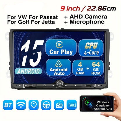 Multimediaplayer Auto – Autoradio – Navigatiesysteem – Carplay Speler – Multimedia Systeem – 9 Inch IPS Touchscreen – Draadloze CarPlay & AHD Achteruitrijcamera
