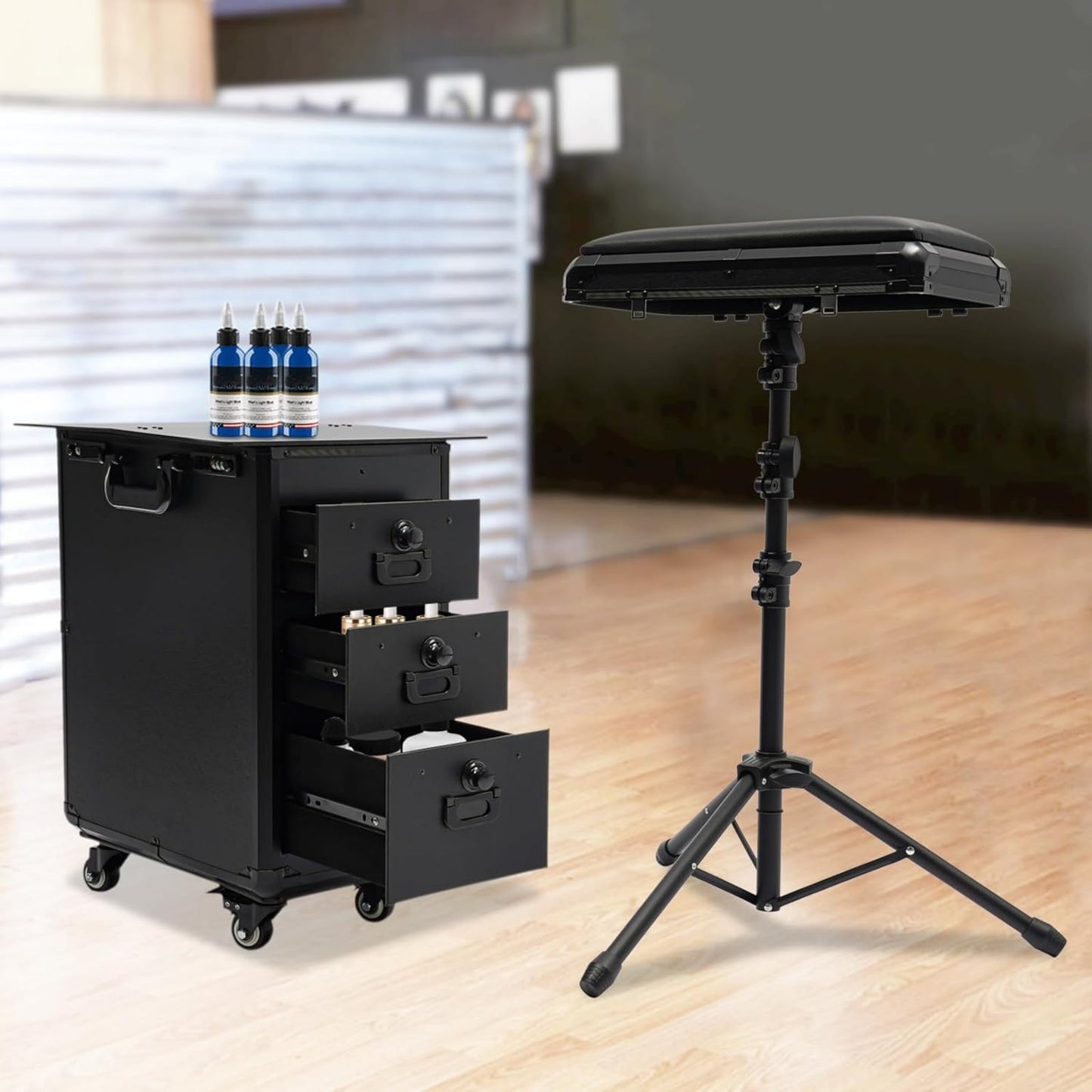 Make-up Trolley – Cosmetica Koffer – Make-up Organizer – Nagel Artist Koffer – Tattoo Trolley – Mobiel Met 4 Wieltjes – Duurzaam Acryl Zwart