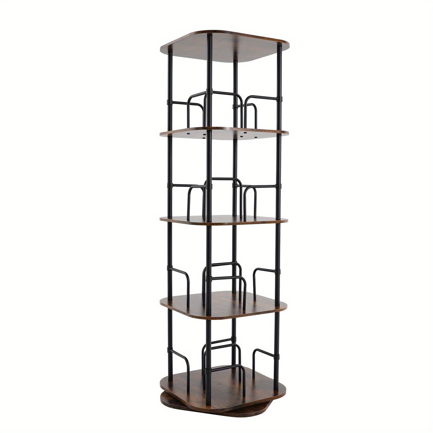 4-Tier Rotating Bookshelf | Wooden Floor Standing Book Storage Shelf, Multipurpose Use, Assembled by NaMaSyo, Utility Racks