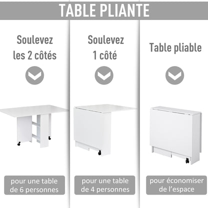 Opvouwbare Eettafel – Keukentafel – Uitklapbare Tafel – Uitschuifbare Tafel – Vouwtafel – Wit – Ruimtebesparend – Gemaakt Van Spaanplaat