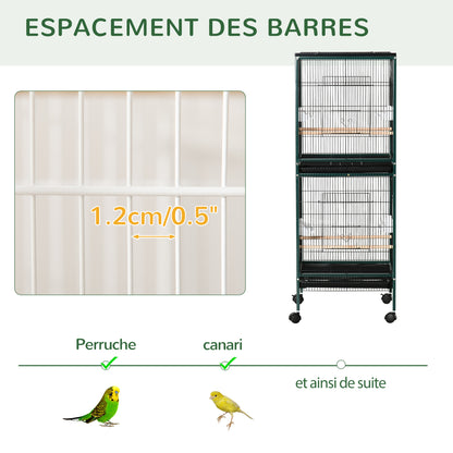 Vogelkooi Binnen – Vogelkast – Vogelkooi Groot – Vogelkooi Met Wieltjes – Vogel Kooi Groen – Ruime Metalen Kooi – 4 Deuren – Makkelijk Verplaatsbaar