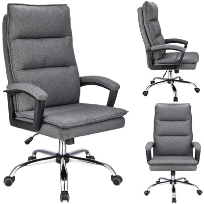 Bureaustoel – Bureaustoel Met Wielen – Kantoorstoel – Werkstoel – Stoel Met Stoffen Bekleding – Ergonomisch Comfort – Verstelbare Hoogte 43-49 cm - Donkergrjs