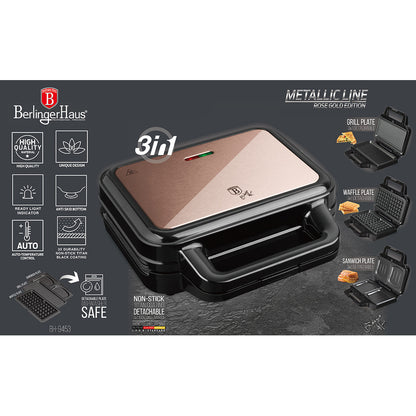 Gofriewafelijzer – Wafelijzer – Panini Pers – Toaster – Grill – 3 Verwisselbare Platen – Titanium Anti-aanbaklaag – 900W