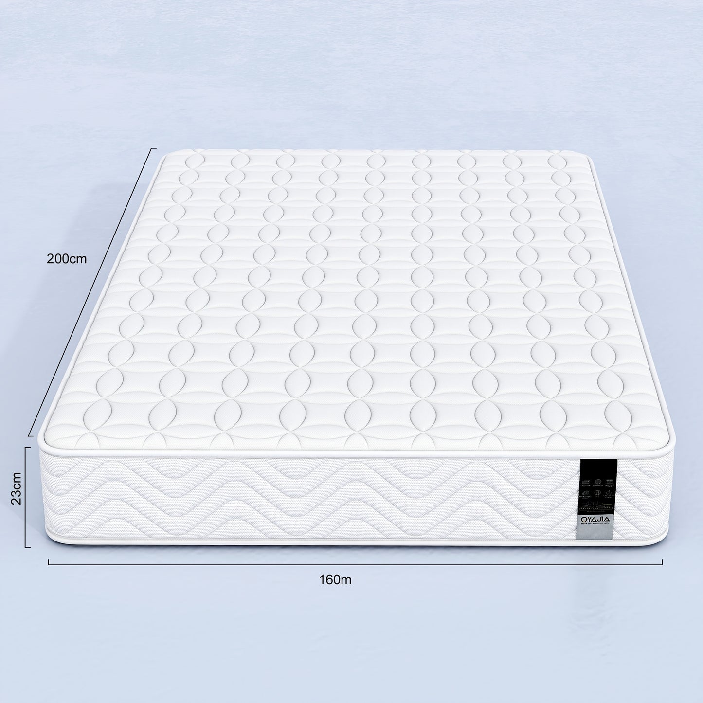 Single/Double Pocket Sprung Hybrid Mattress | Comfortable Memory Foam, Motion Isolation, Medium Firm, Sizes 90/140/160x200x23cm, Polyester Cover, Brand Oyajia