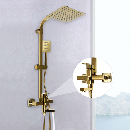 Douchekraan Set – Douchekraan – Regendouche – Handdouche – Badkraan – Gouden Kleur – Messing Materiaal – 360° Draaibare Regendouche – Verstelbare Hoogte