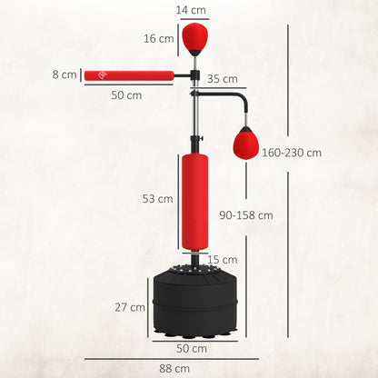 Vrijstaande Bokszak – Bokszakstandaard – Speedball – Trainingszak – Punching Bag – Verstelbare Hoogte 160-230 cm – Stevige Basis Met Zandvulling