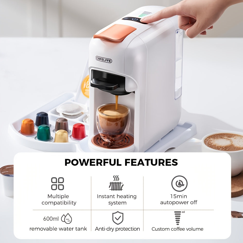 Espressomachine – Koffiezetapparaat – Pistonmachine – Capsulekoffiemachine – Koffiemachine – 19 Bar Pompdruk – Compact 0,6L Waterreservoir