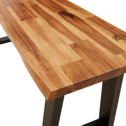 Hoekzitjes Set Eettafelbank – Eetkamerbank – Keukenhoek Bank – Hoekbank Hout – Massief Acaciahout – 140 cm Tafel – Natuurlijk Design – Stalen U-Vorm Poot