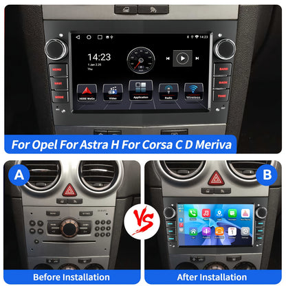 Android 14 Autoradio – 2-Din Carplayer – Multimedia Systeem – GPS Navigatie – Touchscreen Radio – 7-inch HD Display – WiFi & Bluetooth – Voor Opel Astra Corsa Vivaro