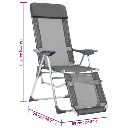 Campingstoel – Vouwstoel – Tuinstoel – Strandstoel – Buitenstoel – Grijs – Ademend UV-bestendig Materiaal – Verstelbare Rugleuning 5 standen