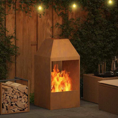Fire Pit Brown 50 x 50 x 100cm Corten Steel - This Stylish Rectangular Outdoor Fire Pit Provides Warmth and Ambiance on Chilly Evenings. Durable Build for Long-Lasting Use, Eliminating Worries About Wear and Tear. Perfect Cho