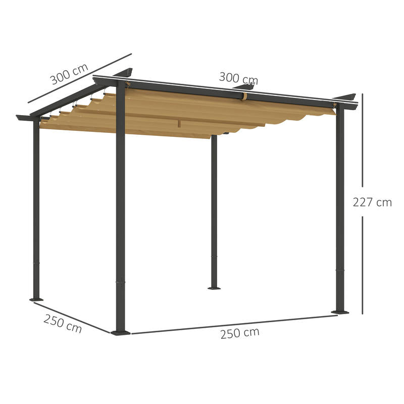 3x3m Garden Pergola with Adjustable Roof - Metal Frame, UPF30+ Sun Protection, Beige, Ideal for Veranda & Terrace, Outdoor Furniture, Patio Accessories