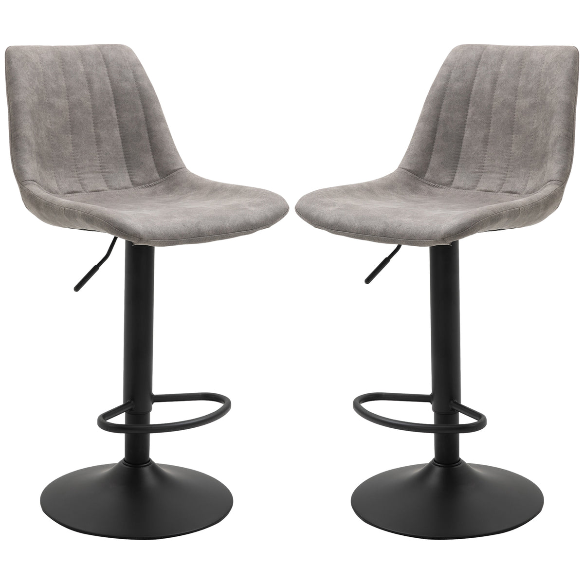 Barstoel – Barkruk – Barstoel Kruk – Keukenstoel – Barkruk Set van 2 – Verstelbare Zithoogte – Met Voetensteun – Retro Grijs Met Zwart Metalen Frame