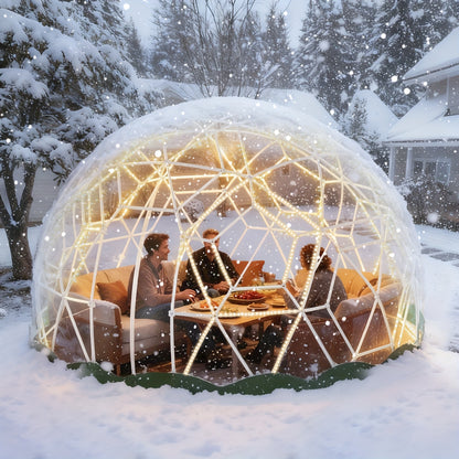 4.6m Koepeltent – Buitentent – Iglo Tent – Geodetisch Kas – Groene Dome Tent – Weerbestendig ABS Frame – Wind- en Sneeuwbestendig