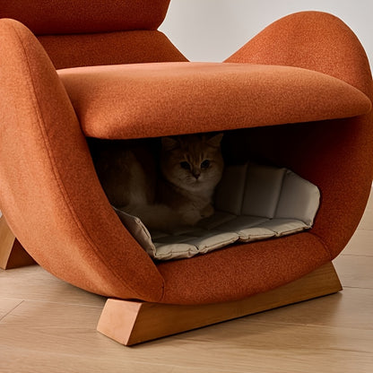 Fauteuil – Relaxfauteuil – Loungefauteuil – Leunstoel – Zithoekstoel – Oranje Kleur – Vast Rugleuning – Zacht Katoenen Zitkussen – Met Opbergruimte – Makkelijk Schoon Te Maken