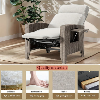 Ligbed – Lounger – Zonnebed – Ligstoel – Tuinstoel – Verstelbare Rugleuning 95°-165° – Inclusief Inklapbare Zijtafel en Dust Cover