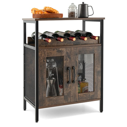 Wijnkastje – Wijnrek – Wijnmeubel – Wijnopslag – Wijnkast – Afneembaar Wijnrek – Glashouder – Industrieel Hout Metaal – Compact 60x34x79 cm