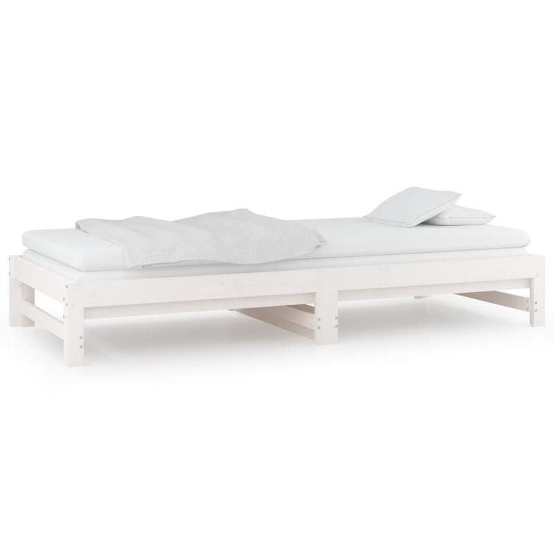 Bedbank – Slaapbank – Uitschuifbed – Logeerbed – Sofa Bed – Ruimtebesparend Design – Eenvoudige Montage – Wit – 90x200 cm – Traditioneel Stijlvol – Duurzame Ondersteuning