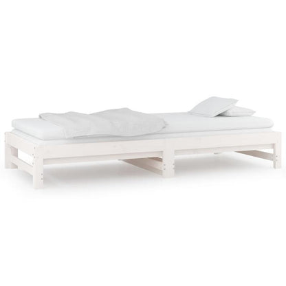 Bedbank – Slaapbank – Uitschuifbed – Logeerbed – Sofa Bed – Ruimtebesparend Design – Eenvoudige Montage – Wit – 90x200 cm – Traditioneel Stijlvol – Duurzame Ondersteuning