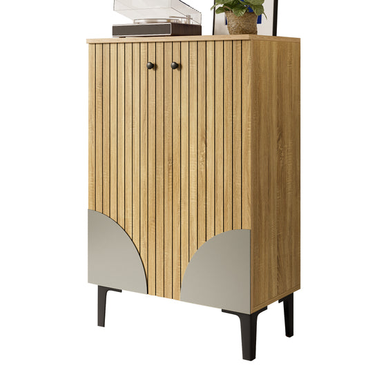 Schoenenkast – Schoenenrek – Schoenenopberger – Schoenmeubel – Schoenenkastje – Compact Ontwerp – Zwart Metalen Frame