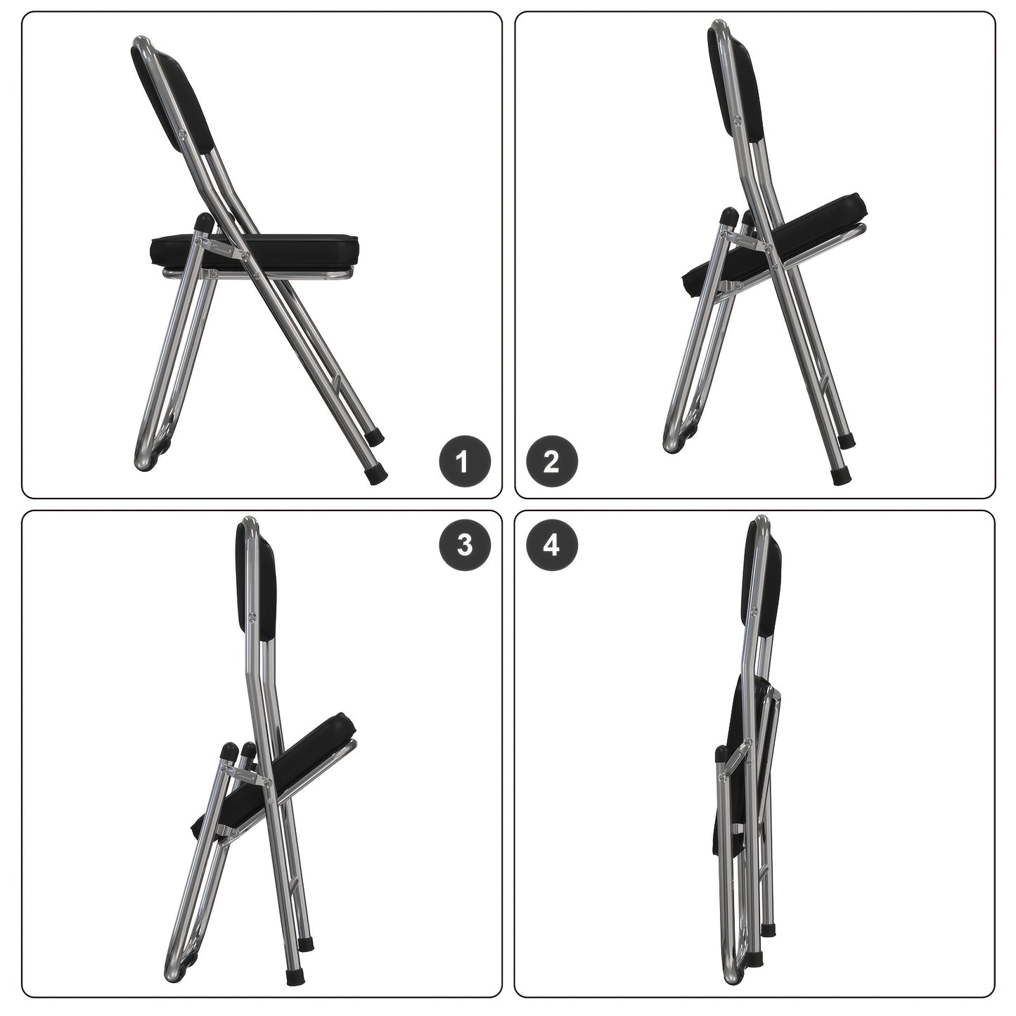 Set van 4 Stabiele Zwarte Stoelen – Eetkamerstoelen – Bureaustoelen – Vergaderstoelen – Design Stoelen – Memory Foam Zitvlak – Stevig Metalen Frame