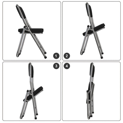 Set van 4 Stabiele Zwarte Stoelen – Eetkamerstoelen – Bureaustoelen – Vergaderstoelen – Design Stoelen – Memory Foam Zitvlak – Stevig Metalen Frame