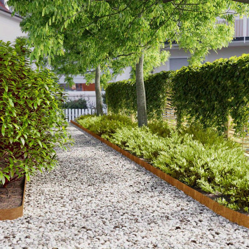 Grasranden – Gazonranden – Tuinranden – Borderafscheiding – Grasrandzetten – Flexibel Cortenstaal – 50 Stuks 10x103 cm