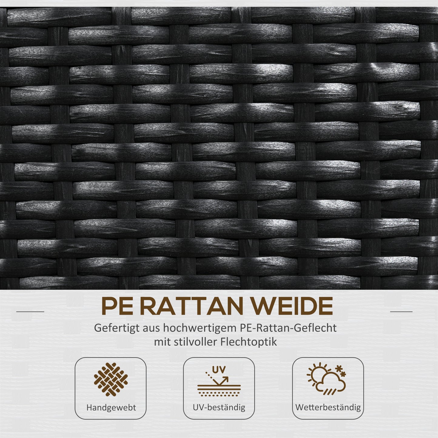 Bloempot – Plantenbak – Plantenbak Met Klimrek – Verhoogde Bloembak – Bloemenbak – Weerbestendig Poly Rattan – 103x103x29 cm Zwart