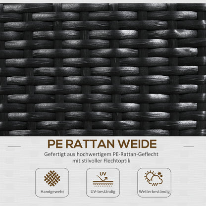 Bloempot – Plantenbak – Plantenbak Met Klimrek – Verhoogde Bloembak – Bloemenbak – Weerbestendig Poly Rattan – 103x103x29 cm Zwart