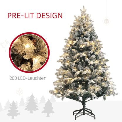 Kunstkerstboom – Nepkerstboom – Kerstboom Met Verlichting – LED Kerstboom – Sneeuwkerstboom – 180 Cm Hoog – Vuurvast Met Metaal