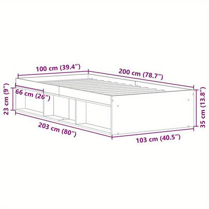 Bed frame without Mattress Oak Artigianale 100x200cm Practical, removable, suitable for all seasons