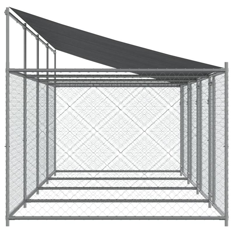 Dog kennels with roof and doors gray 8x2x2m galvanized steel This dog kennel provides plenty of space for your furry friend to be safe and comfortable., Pet Enclosure, Outdoor Dog Shelter, Spacious Kennel, Rustproof Material,