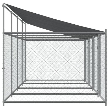 Dog kennels with roof and doors gray 8x2x2m galvanized steel This dog kennel provides plenty of space for your furry friend to be safe and comfortable., Pet Enclosure, Outdoor Dog Shelter, Spacious Kennel, Rustproof Material,