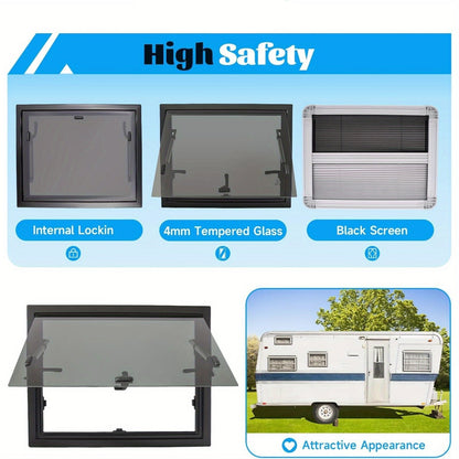 Camperraam – Caravanraam – Motorhome Raam – Zijraam – Kiepraam – Aluminium Alloy – 600x450 mm – Inclusief Blackout Zijkant
