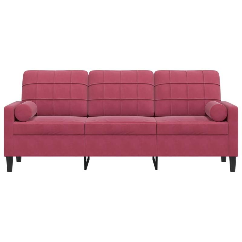 3-zitsbank – Sofa – Bank – Zetel – Loveseat – Wijnrood – Fluweel – 180 cm Breed – Duurzaam & Comfortabel