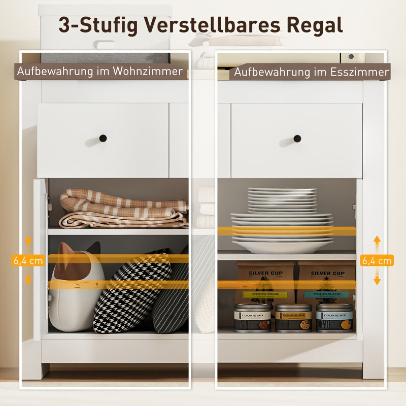 Bamboekast – Opbergkast – Kast – Ladenkast – Opbergmeubel – Wit – Verstelbare Planken – Soft-Close Deuren – 79x35x80 cm