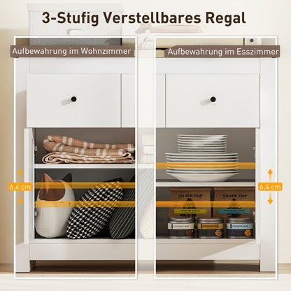 Bamboekast – Opbergkast – Kast – Ladenkast – Opbergmeubel – Wit – Verstelbare Planken – Soft-Close Deuren – 79x35x80 cm