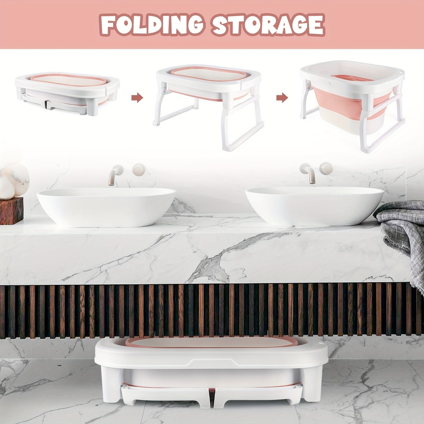 Foldable Dog Bathtub 51x75x43cm | Portable Pet Grooming Tub with Drain Plug, No Assembly Required, Space-Saving Design | Suitable for Home, Travel, Small Spaces