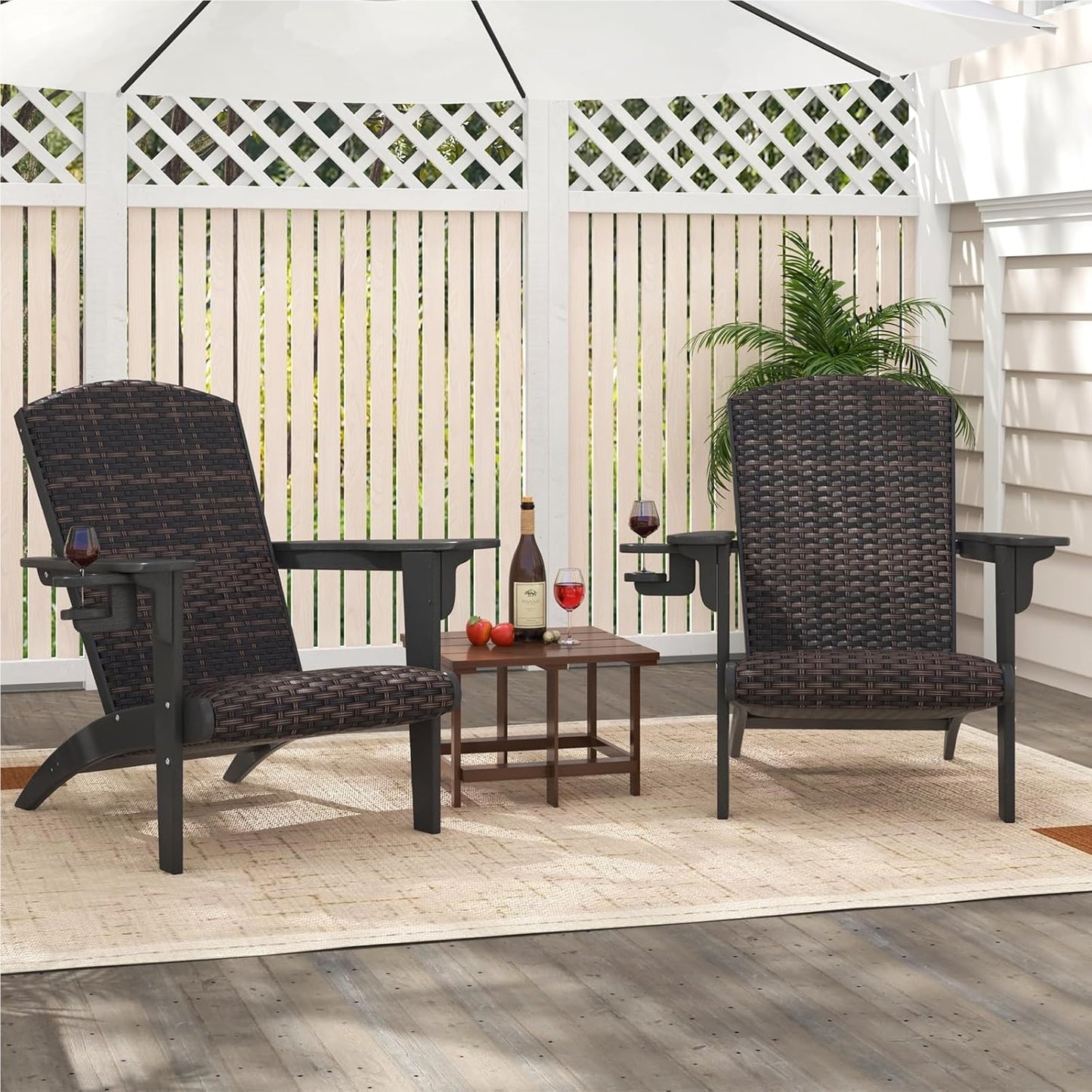 Adirondack Tuinstoel – Tuinstoel – Buitenstoel – Balkonstoel – Loungestoel – HDPE Frame – Comfortabel Gevuld Rattan