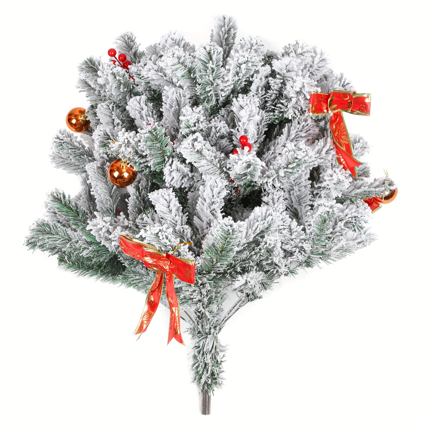 Kunstkerstboom – Kerstboom – Kunstboom – Nepkerstboom – Sierkerstboom – 210 cm Groot – Vooraf Versierd Met Flock – Met Metalen Standaard – Voor Binnen & Buiten