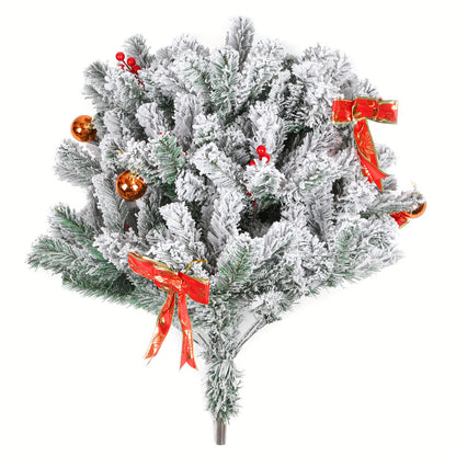 Kunstkerstboom – Kerstboom – Kunstboom – Nepkerstboom – Sierkerstboom – 210 cm Groot – Vooraf Versierd Met Flock – Met Metalen Standaard – Voor Binnen & Buiten