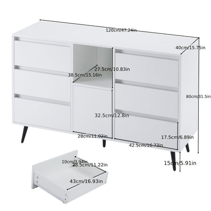 Moderne kast – opbergkast – ladekast – witte kast – meubelkast – 6 laden en deur – stevig en onderhoudsvriendelijk – compact en ruim met 3,2+ kubieke voet opslagruimte