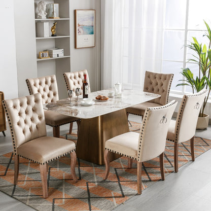 Eetkamerstoelen – Stoelen – Dining Chairs – Zithoekstoelen – Retro Stoelen – Set Van 6 Camel Beige – Fluweelachtige Bekleding – Massief Houten Poten