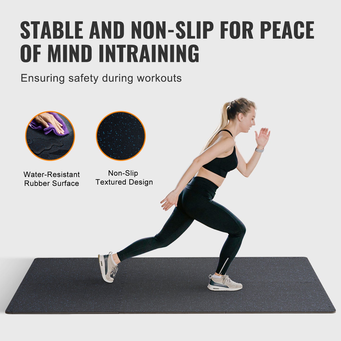 Fitnessvloer – Sportvloer – Trainingsmat – Gymvloer – Vloertegels – Schokabsorberend – Antislip rubber met EVA foam 25 Tegels 9,3 m²