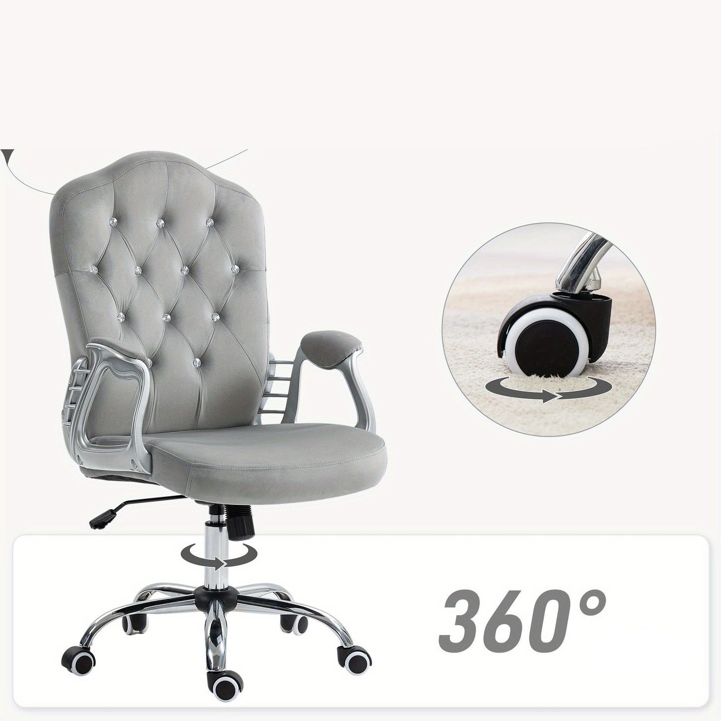 Ergonomische Bureaustoel – Comfortabele Werkstoel – Draaistoel – Bureaustoel Met Schommelfunctie – Verstelbare Zithoogte – Lichtgrijs Polyester – Max. 120 kg Belastbaar – Ademend En Stevig