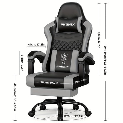 Ergonomische Gaming- en Bureaustoel – Bureaustoel – Gamestoel – Bureau Stoel – Office Chair – Met Voetensteun – Memory Foam Zitting – 360° Draaibaar