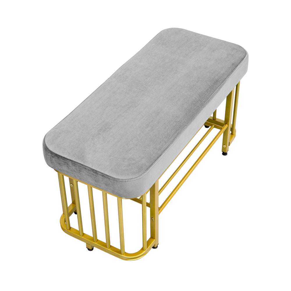 Schoenenkruk – Schoenentaburet – Schoenbank – Schoenopbergkast – Zitkruk – Metalen Frame – Verstelbare Poten – Velvet Zitting – Compact Design – Duurzaam & Modern