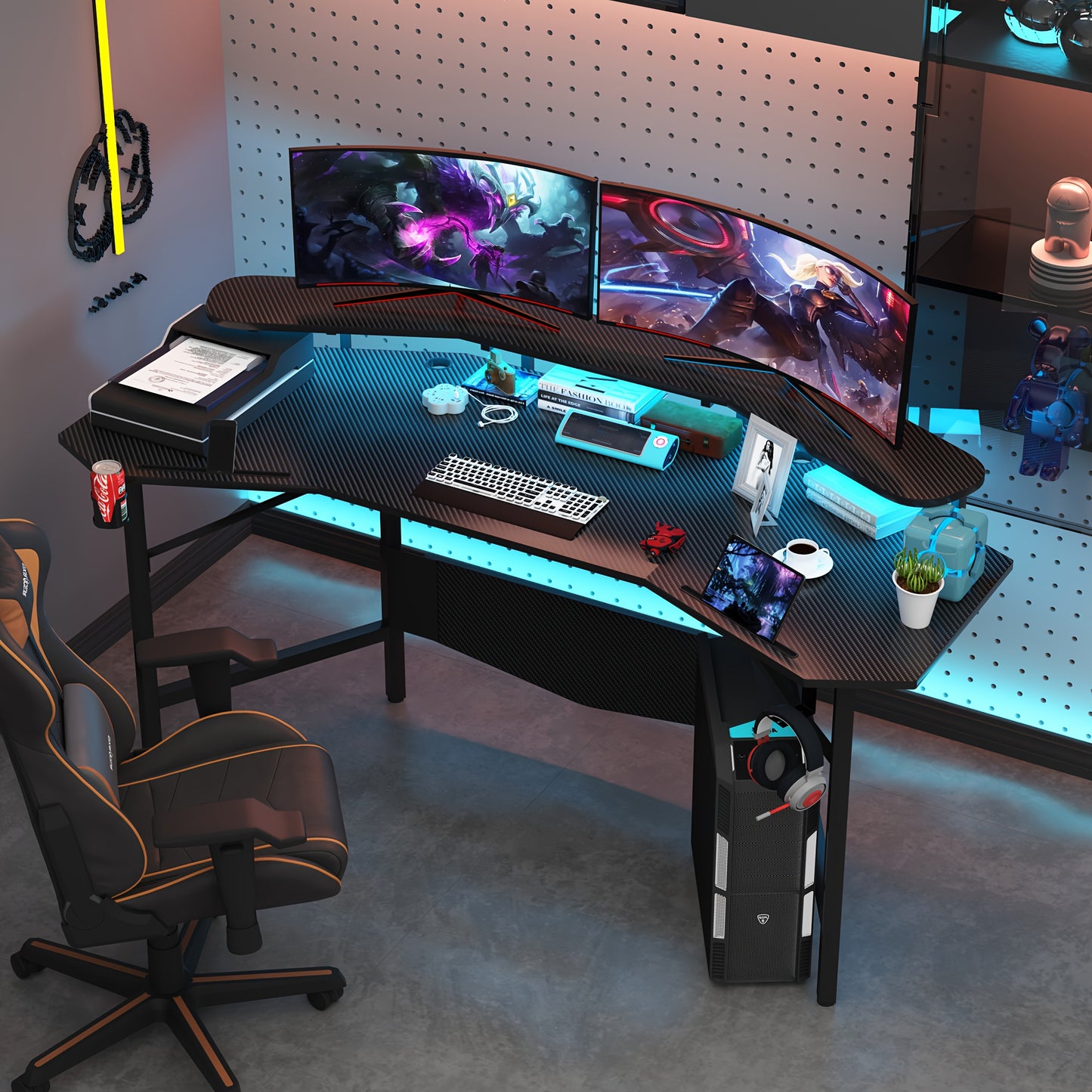 Gaming Bureau – Gamingbureau – Game Desk – Computer Tafel – Gaming Tafel – Met Bekerhouder & Hoofdtelefoonhaak – Stevig MDF Metalen Constructie – Minimaal 27 Inch Hoogte