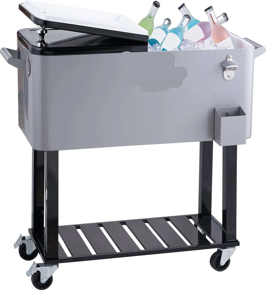 Coolbox - Rollende Koelkast - Drankemmer - Koelemmer - Bierkoeler - Ijskast - Koelkast - 100+ Flesjes - 75 Liter - Grijs