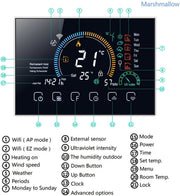 WiFi Slimme Programmeerbare Thermostaat – LCD Touchscreen - Spraakbesturing - APP-bediening - Energiezuinig - Geavanceerde Temperatuurregeling